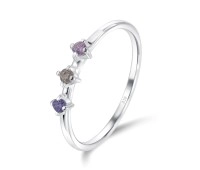 Cute Circles Colorful Stone Silver Ring NSR-3940